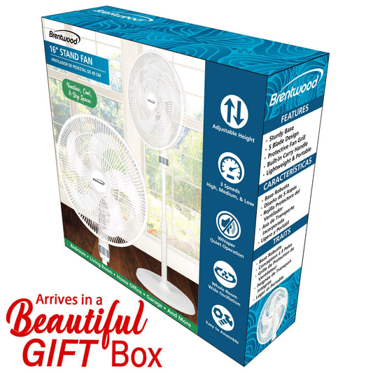 BRENTWOOD 5 BLADE 3 SPEED 16” OSCILLATING FAN