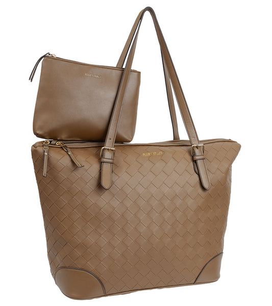 20 1/4" Woven PU Workbook East Westworkbrook Tote with interior padded laptop Sleeve