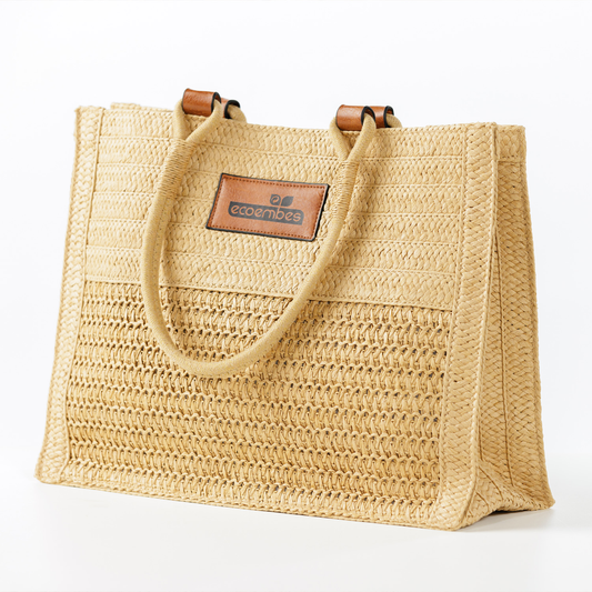 WOVEN STRAW BEACH TOTE
