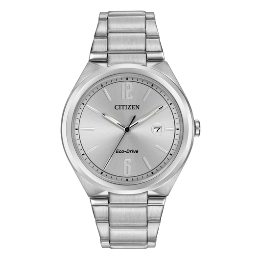 MEN'S ECO-DRIVE WATCH, SS WITH SILVER-TONE DIAL