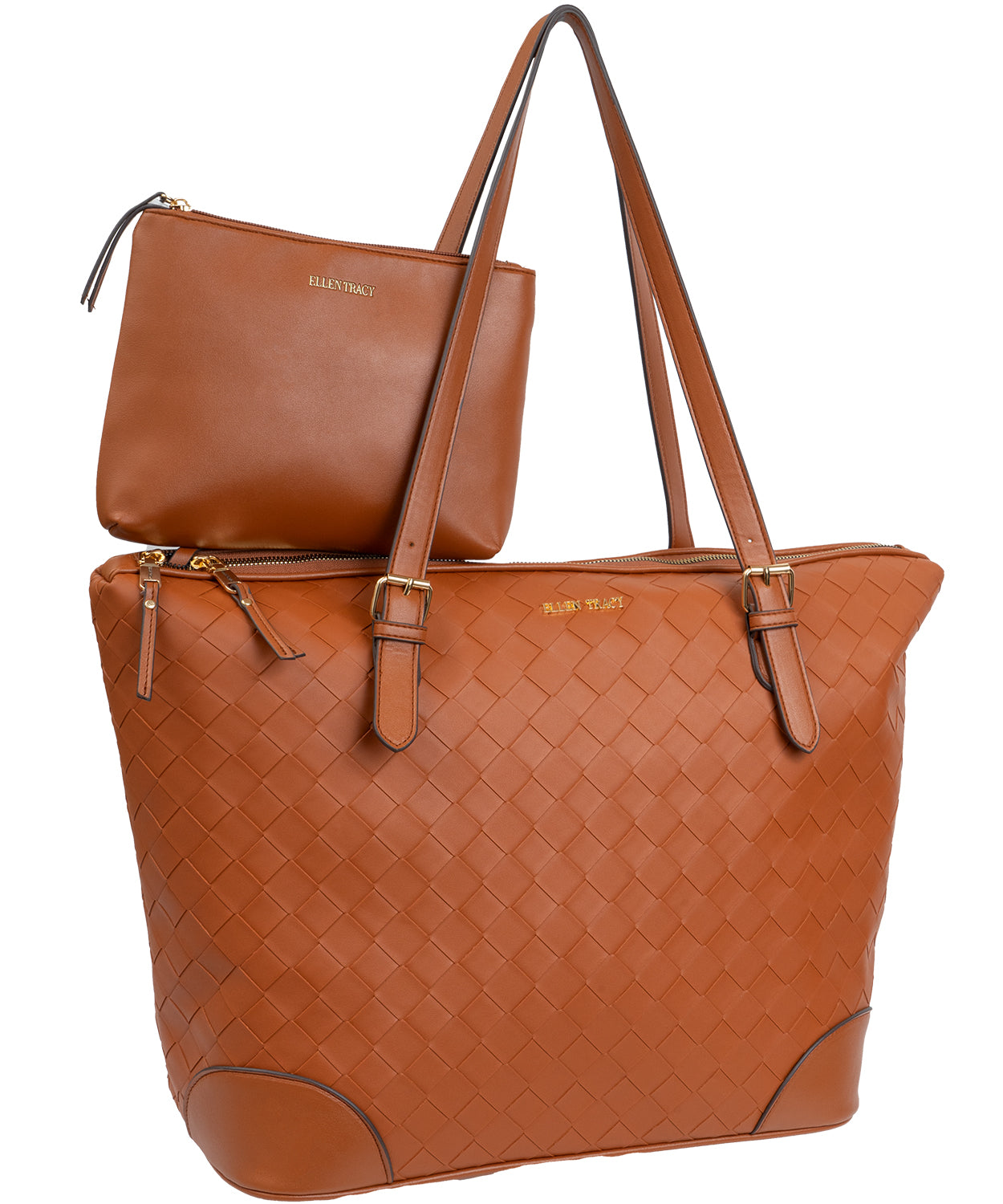 20 1/4" Woven PU Workbook East Westworkbrook Tote with interior padded laptop Sleeve