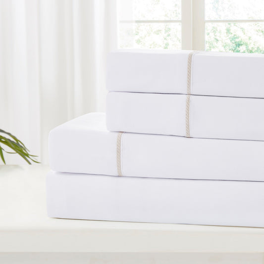 4pc Rope Embroidery Queen Sheet Set, 85gsm