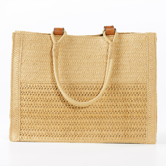 WOVEN STRAW BEACH TOTE