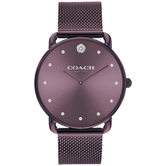 COACH ELLIOT LADIES. PURPLE IP CASE. PURPLE DIAL. PURPLE IP MESH BRACELET.