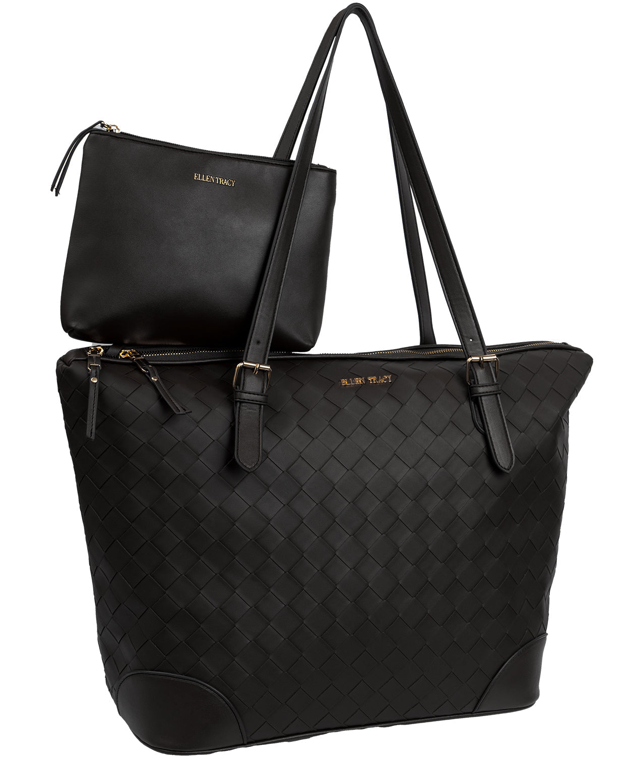 20 1/4" Woven PU Workbook East Westworkbrook Tote with interior padded laptop Sleeve