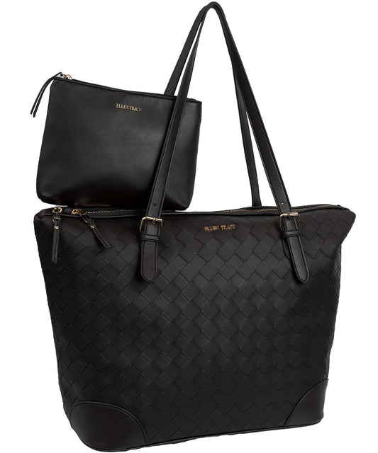 20 1/4" Woven PU Workbook East Westworkbrook Tote with interior padded laptop Sleeve